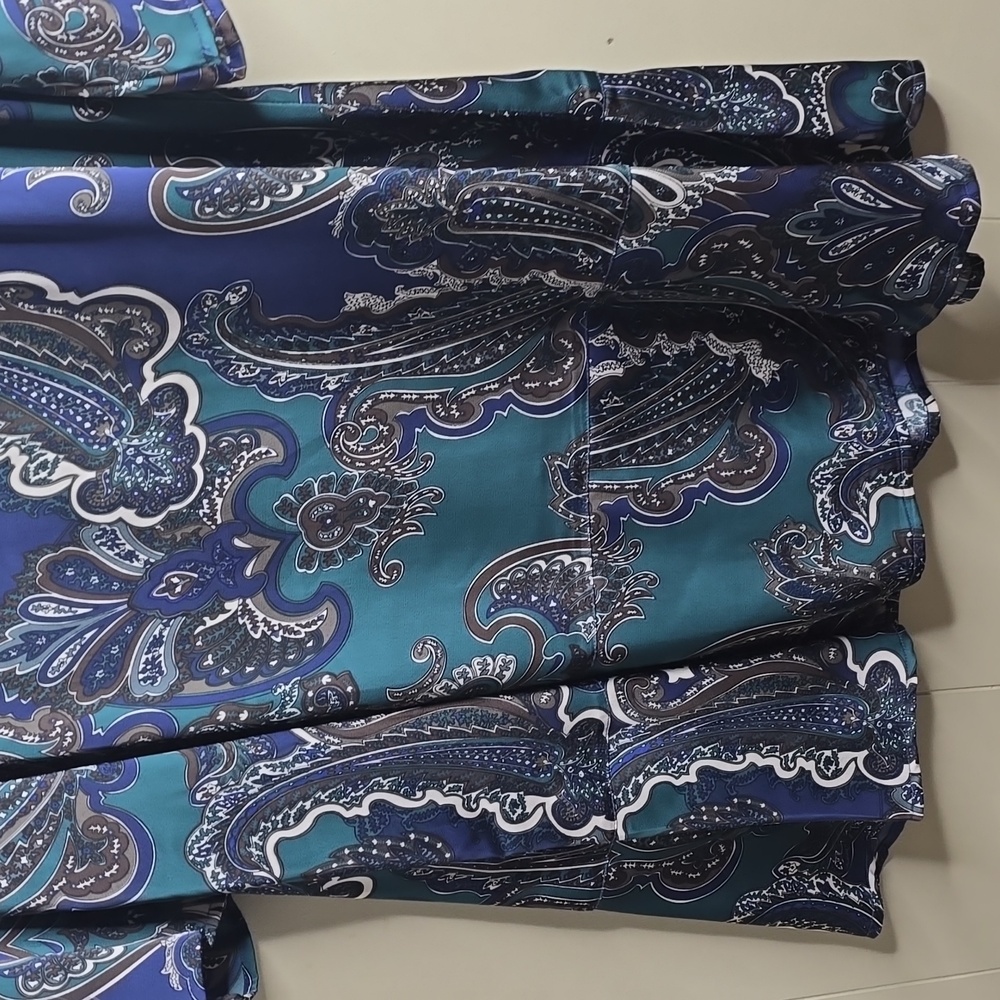 Ming Wang Paisley Print Crepe de Chine Dress XL - Picture 6 of 14